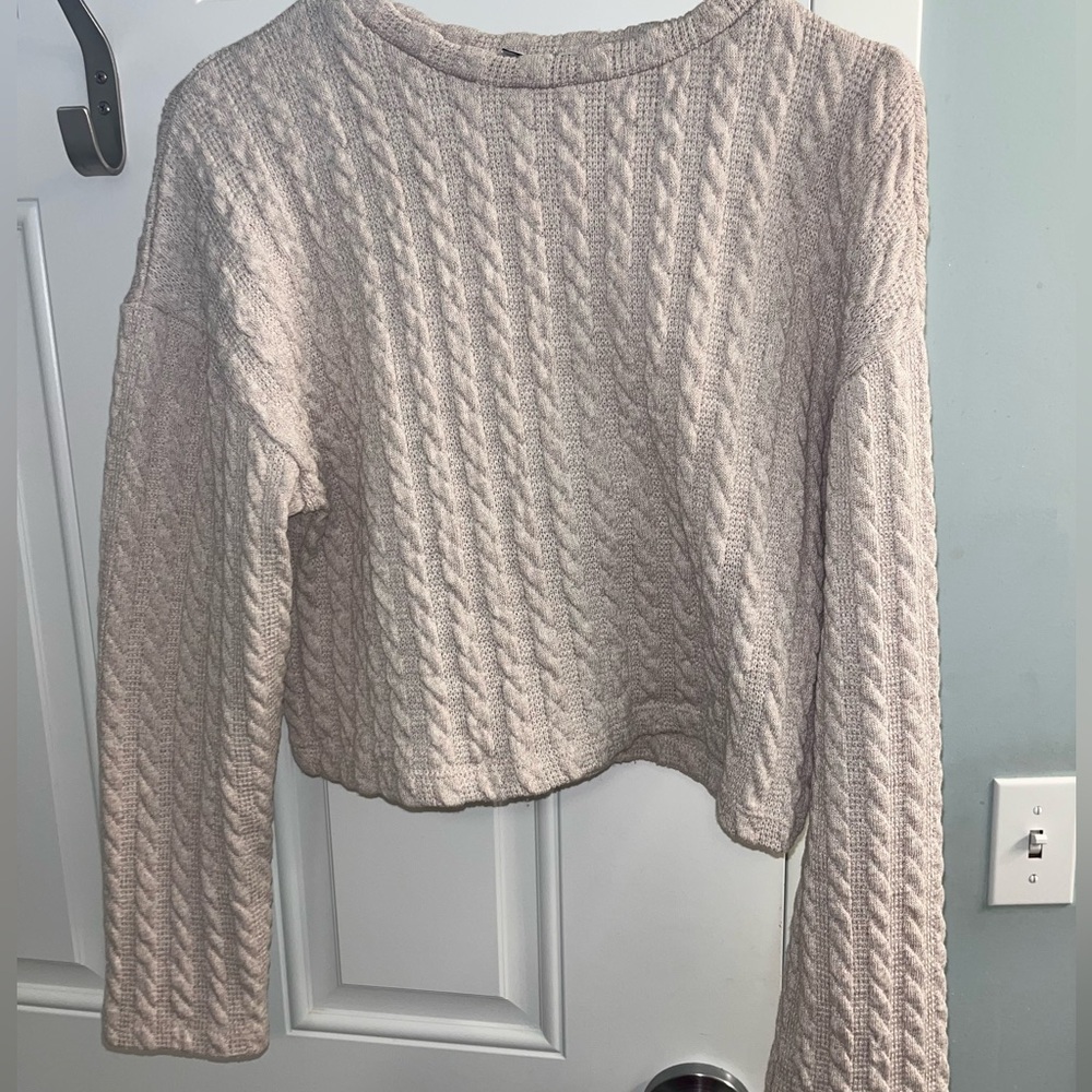 Stradivarius Beige Cable Knit Sweater